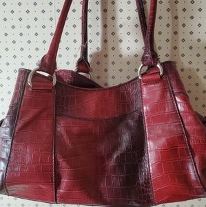 Red snake skin print purse
